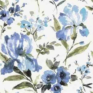 30.75 sq. ft. Iris Blue Peel and Stick Wallpaper