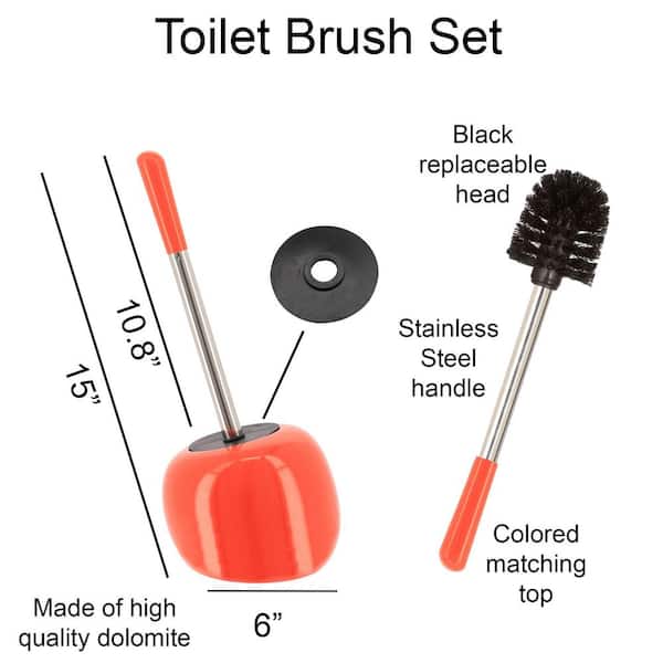 Pise Freestanding Orange Toilet Brush and Holder Set