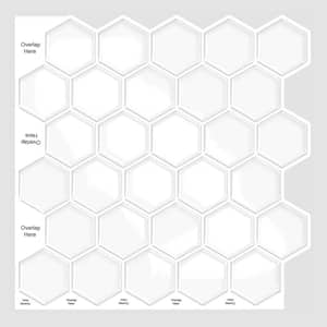 Hexagon White 11.8 in. x 11.8 in. x 0.04 in. Vinyl Marble Peel and Stick Tile, 10-Packs (9.7 sq. ft.)