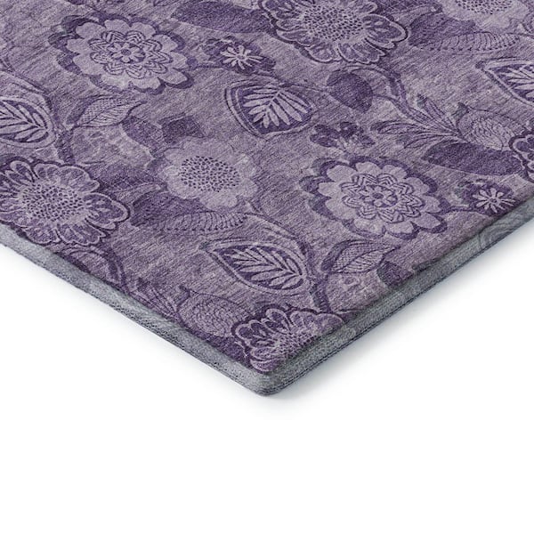 Mayfield Premium Machine Washable Abstract AMF1939 Plum 5 ft. x 7 ft. 6 in. Area Rug