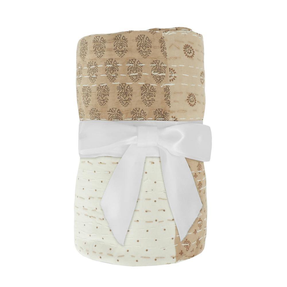 Soft Nude Cotton Patchwork Throw Blanket