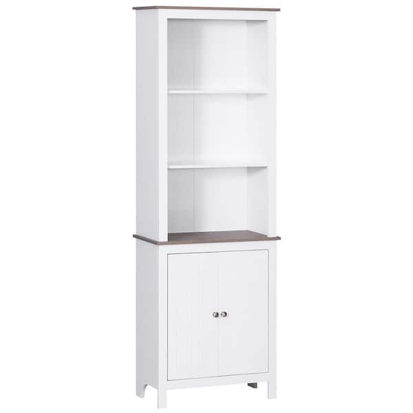 Tileon 23.5 in. W x 11.75 in. D x 69 in. H White MDF Freestanding Linen Cabinet with 3 shelves
