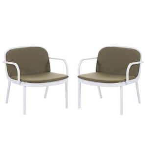 White Plastic Outdoor Lounge Chairs Patio Club Chairs with Thick