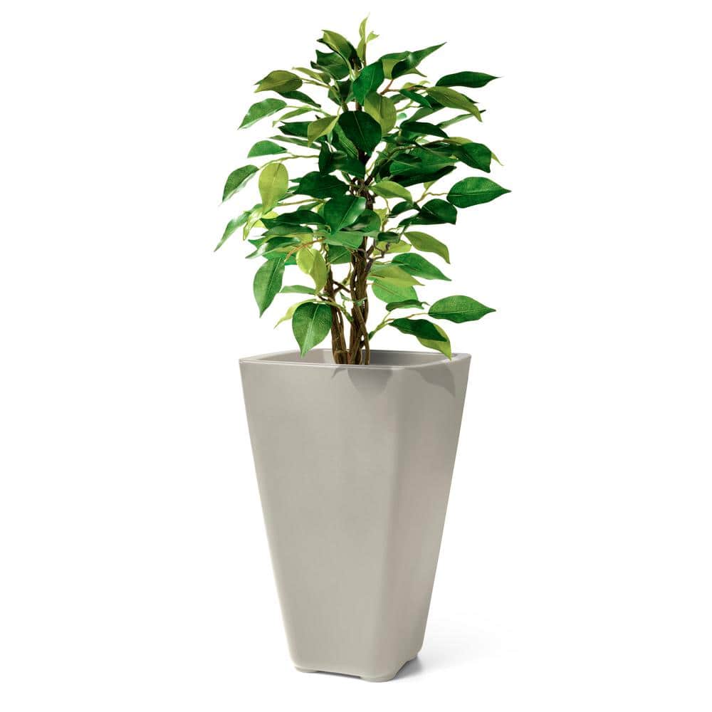 Bridgeview Tall Large Gray Resin Square Indoor/Outdoor Planter