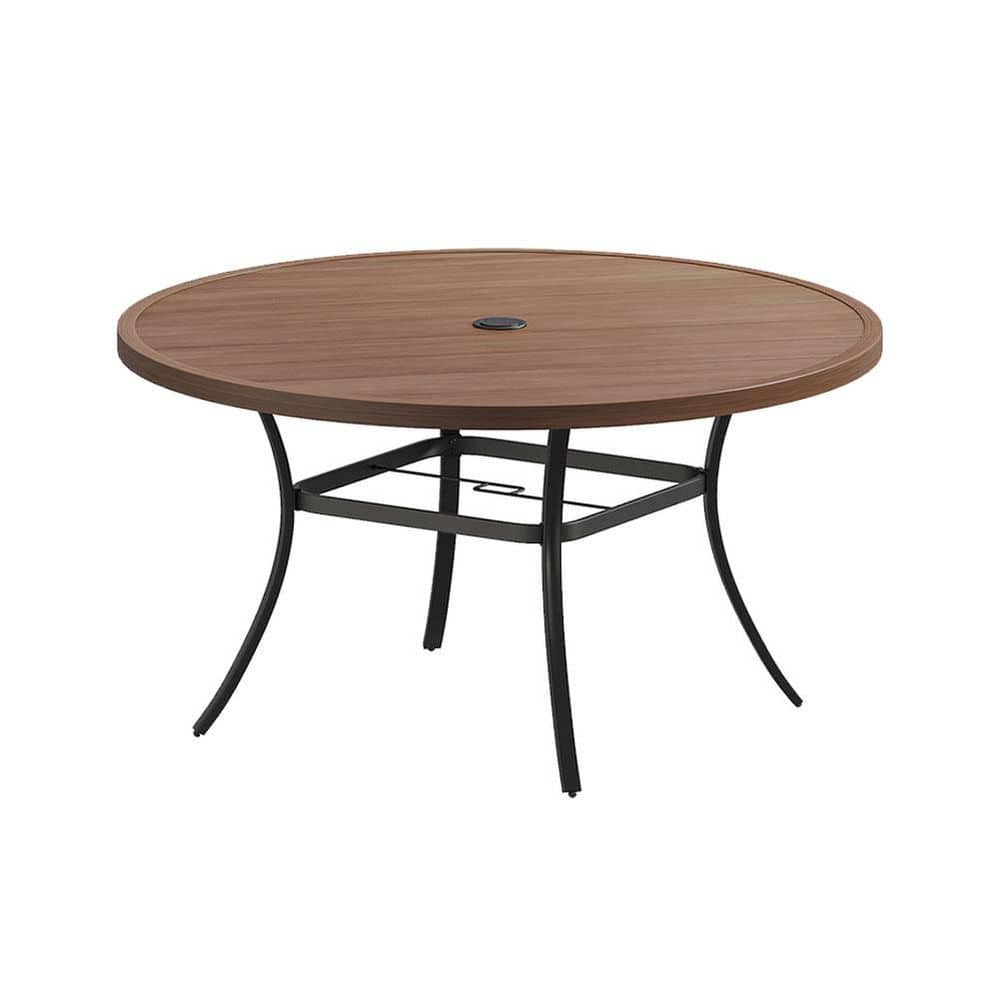 Sudzendf 53 in. Brown Round Metal Outdoor Dining Table