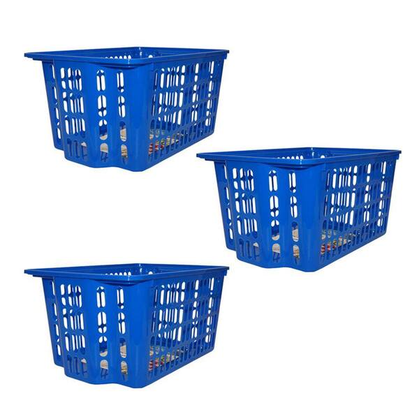 Unbranded X-Large Stackable Basket in Blue (3-Pack)