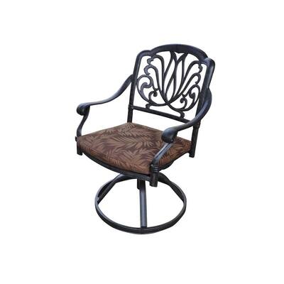 Floral Blossom Patio Swivel Chair with Burnt Sierra Leaf Cushion