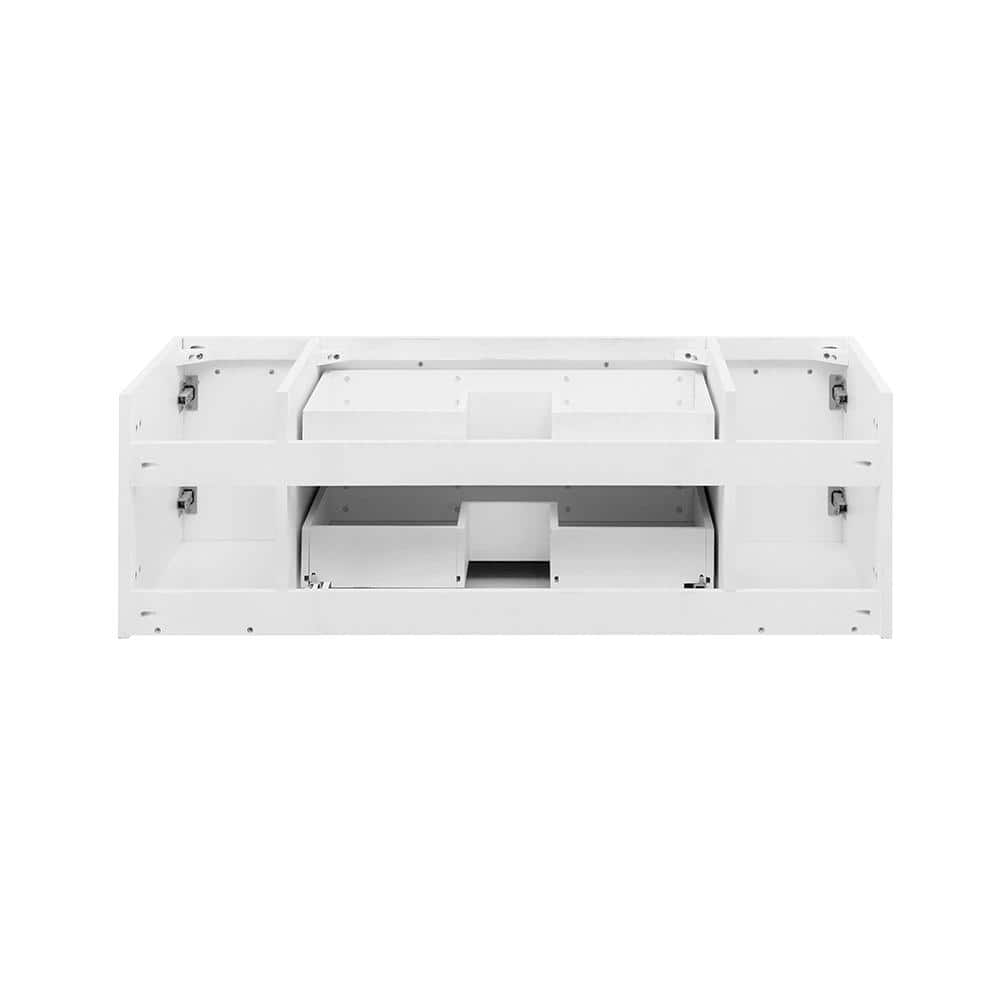 Lucera 48" White Wall Mount Double Vessel Sink Bathroom Vanity