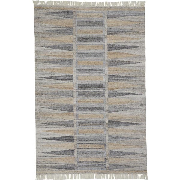 HomeRoots 2 x 3 Tan Gray And Taupe Geometric Area Rug