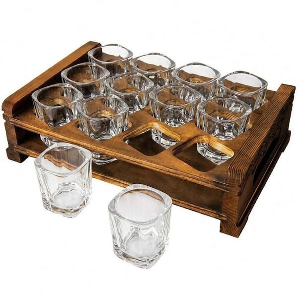 Modern Brown Acacia Shot Glasses No Additional Features