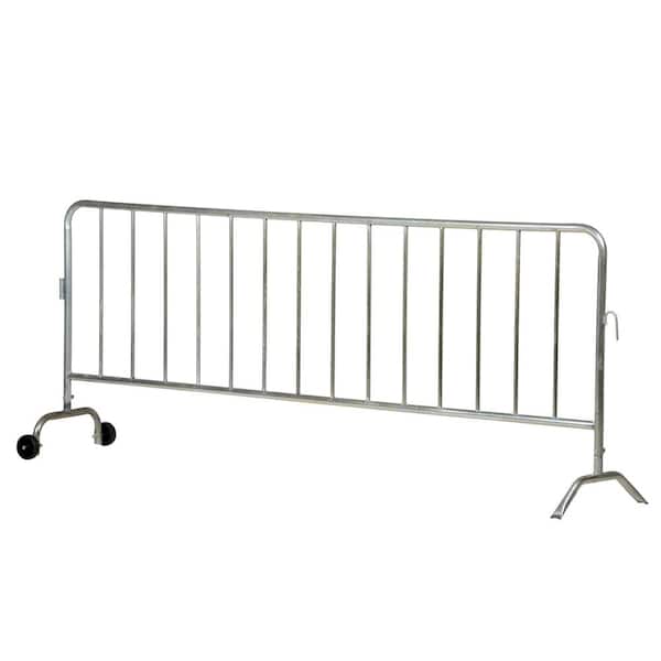 Vestil Light Weight Galvanized Steel Crowd Control Interlocking Barrier with 1 Curved Foot and 1 Wheeled Foot