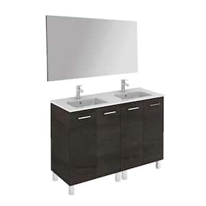 Logic 47.3 in. W x 18.0 in. D x 33.0 in. H Bath Vanity in Wenge with Ceramic Vanity Top in White with Mirror