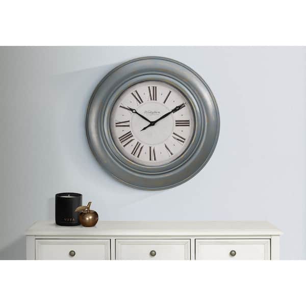 30 in. Round Transitional Antique Blue Analog Wall Clock