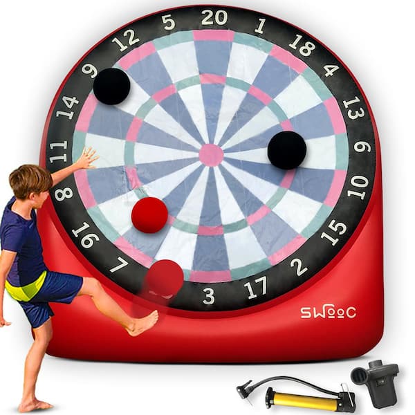 SWOOC Giant Darts (Over 6 ft. Tall) with Over 15 Games - Giant Inflatable Outdoor Dartboard with Soccer Balls The Home Depot