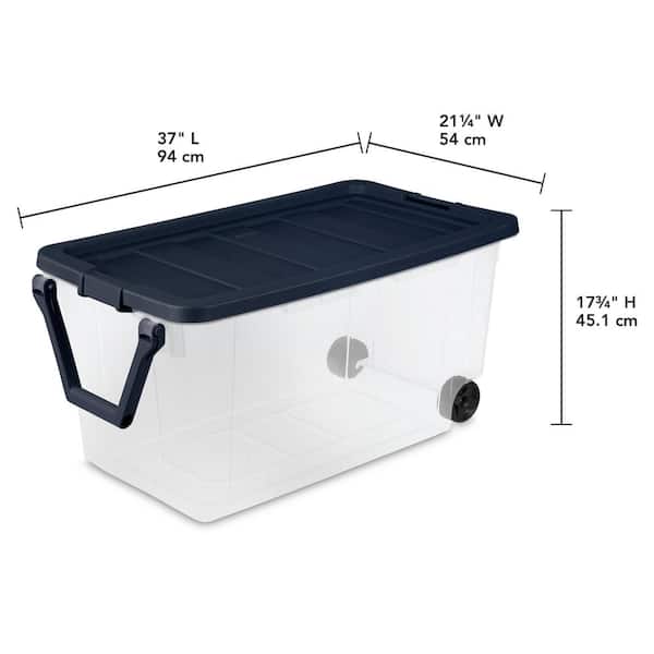 Attached Lid Tote Bin Storage Container Various Colors Bulk Quantities