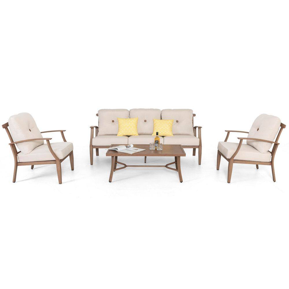 4-Piece Aluminum Outdoor Conversation Set With Beige Cushions price history on PriceWatchPro