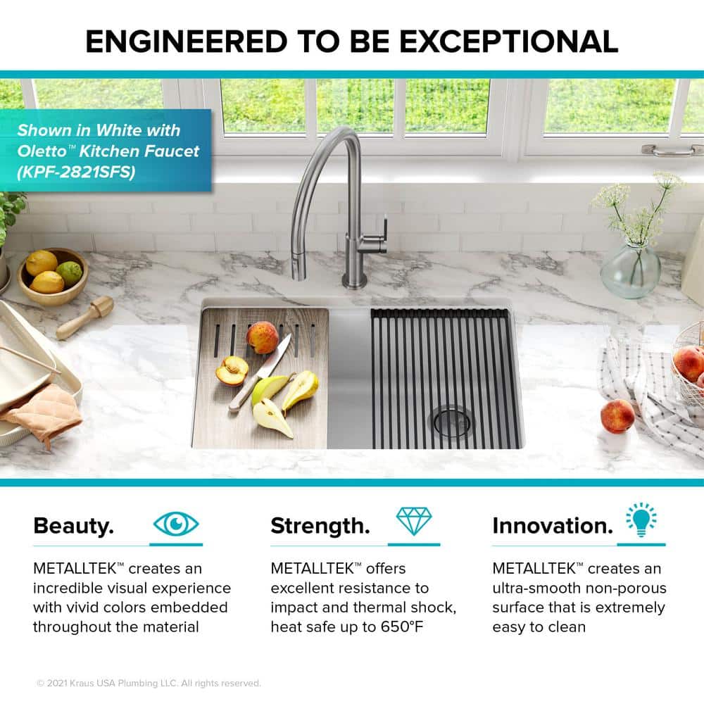 Metallic Black Quartz Composite Single Bowl Drop-in Kitchen Sink