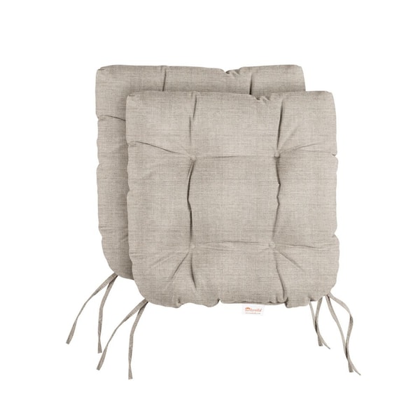 SORRA HOME Sunbrella Cast Silver Tufted Chair Cushion Round U-Shaped Back 16 x 16 x 3 (Set of 2)