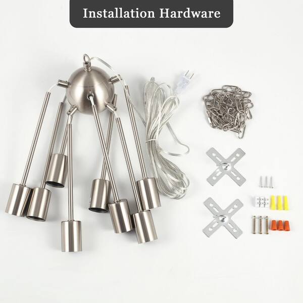 ADSENSTY 8-Light Nickel Dimmable Plug in Sputnik Chandelier with