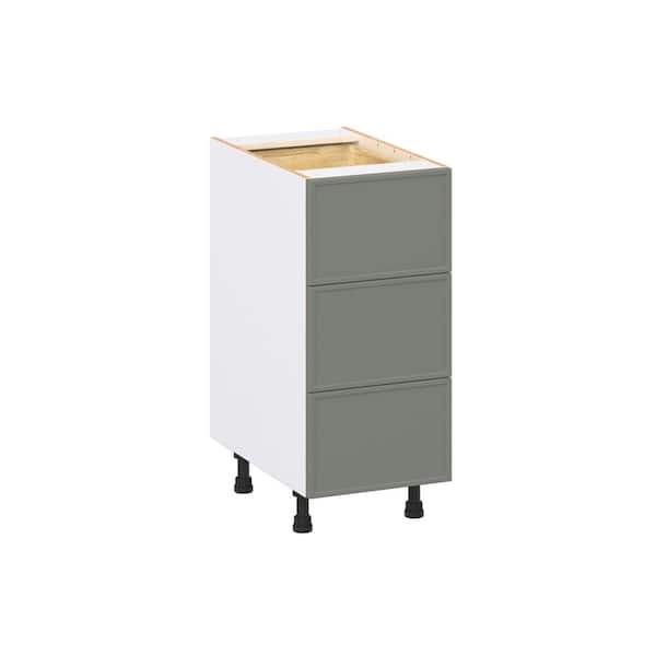 J COLLECTION Fairview 15 in. W x 24 in. D x 34.5 in. H Assembled Slim Shaker Drawer Base Kitchen Cabinet in Moss Green with 4-Drawers