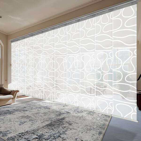 EMOH Swirl 120 in. - 218 in. W x 94 in. L Adjustable 10-Panel Satin Nickel Double Rail Panel Track with 23.5 in. Slates