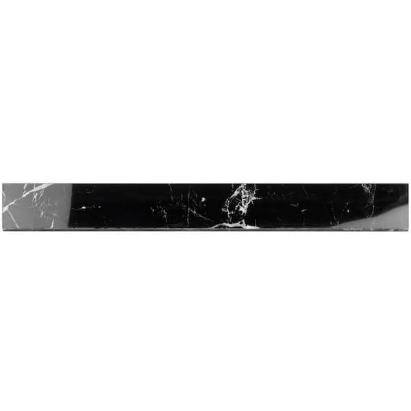 Ivy Hill Tile Marmo Black 3 in. x 24 in. Polished Porcelain Bullnose Tile