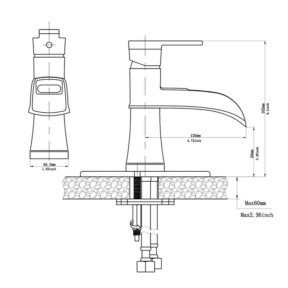 Brushed Nickel Single Handle Waterfall Bathroom Faucet with Deckplate