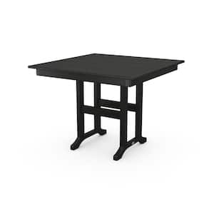 Farmhouse Black 37 in. Square Plastic Outdoor Dining Table