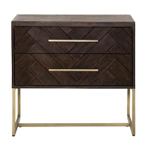 29.5 in. 2-Drawer Brown Wooden Nightstand