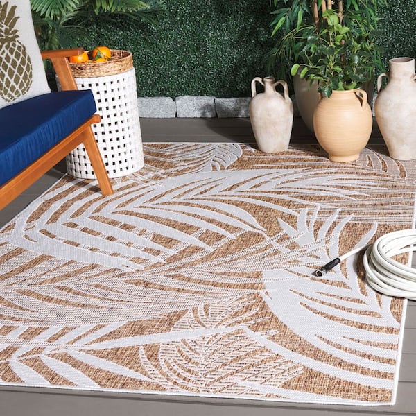 Beach House Brown/Ivory 9 ft. x 12 ft. Oversized Tropical Indoor/Outdoor Area Rug