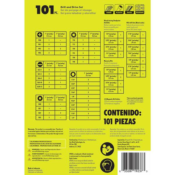 RYOBI 101-Piece Drill and Drive Set A981013 - The Home Depot display picture 1