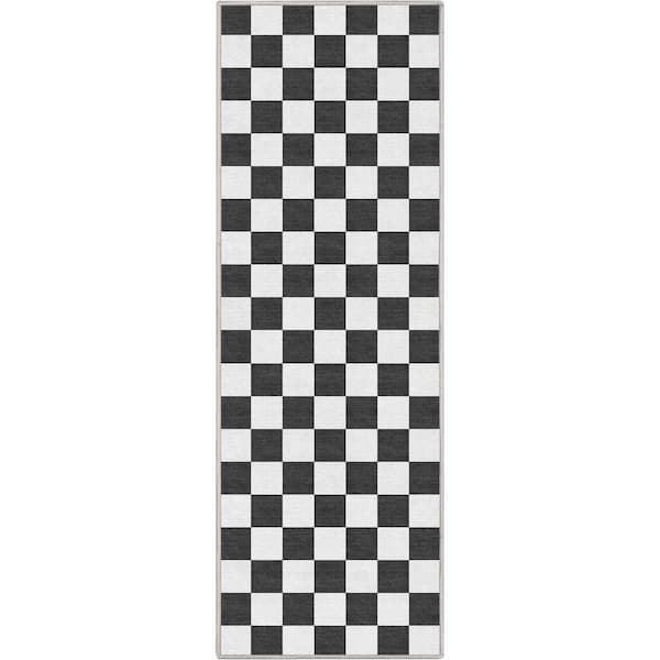 Well Woven Black 2 ft. x 5 ft. Runner Flat-Weave Apollo Square Modern Geometric Boxes Area Rug