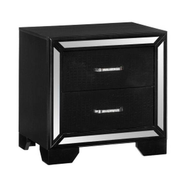 Benjara 24 In 2 Drawer Black Wooden Nightstand BM295553 The Home Depot   Black Benjara Nightstands Bm295553 64 600 