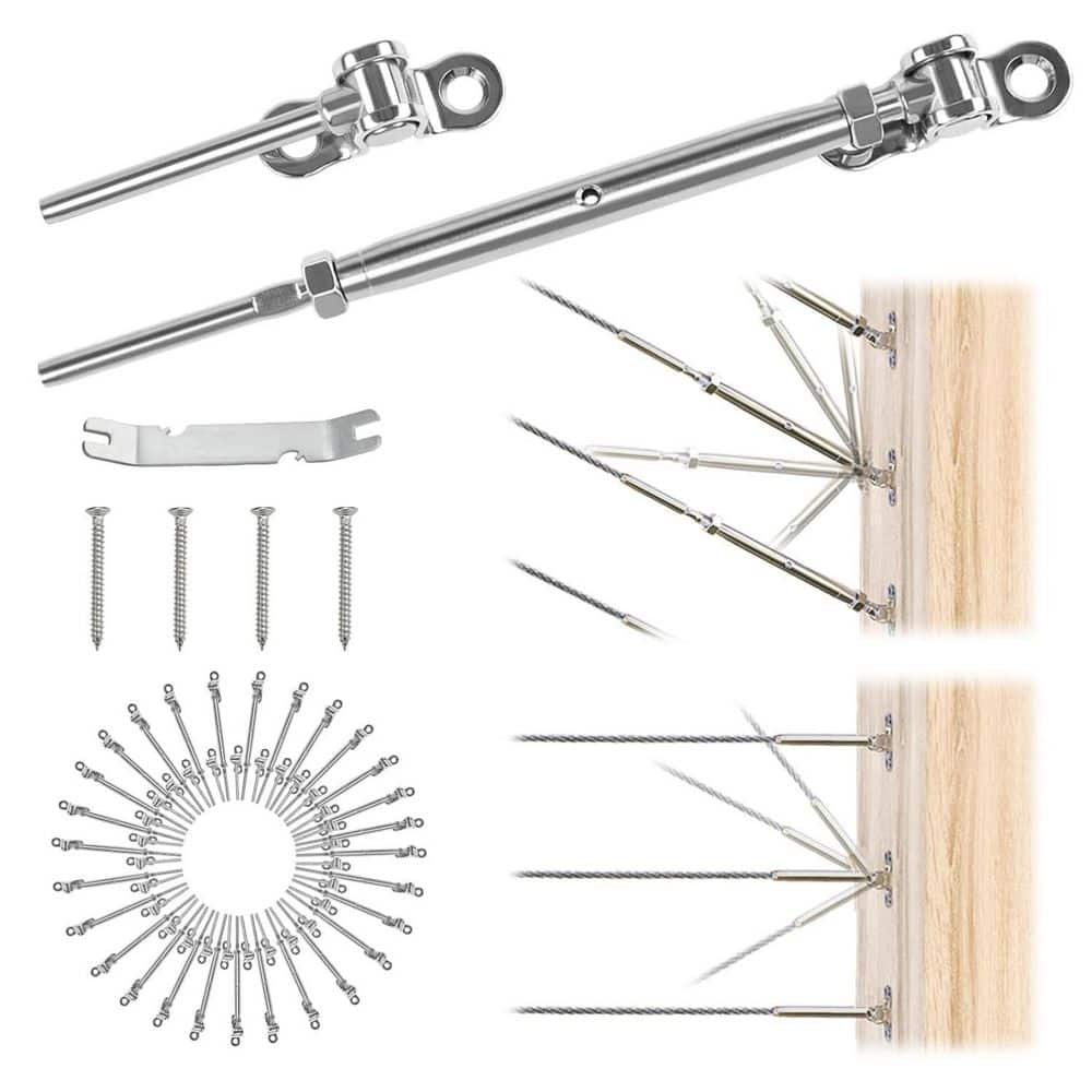 30 Pairs .125 in. W Cable Railing Kit: Swage Turnbuckle for Wood Post, Stainless Steel price history on PriceWatchPro