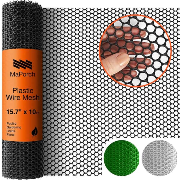 Black Plastic Wire Mesh Fence Roll, 15.7IN X 16.4FT Plastic Chicken Wire Mesh Garden Netting Fencing Barier For Poultry Dog Rabbit