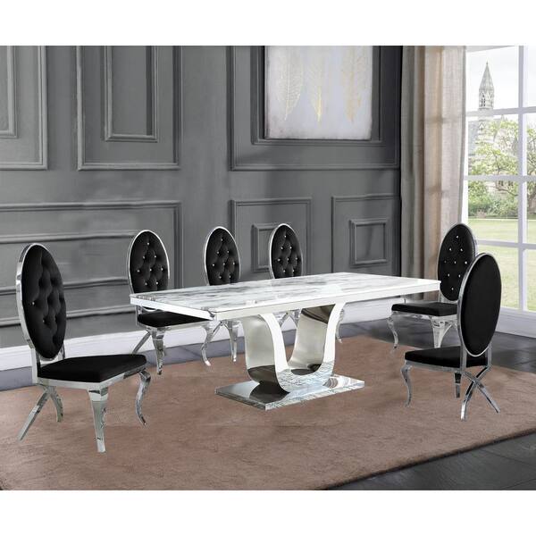 7 piece marble top best sale dining set