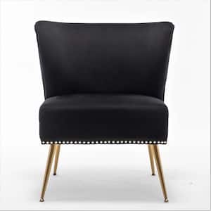 Corisha 25 in. W Velvet Armless Accent Chair, Black