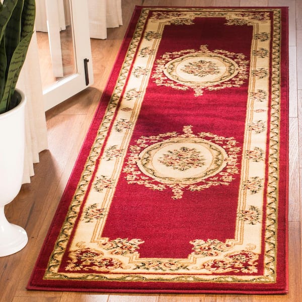 Lyndhurst Red/Ivory 2 ft. x 12 ft. Floral Medallion Border Runner Rug