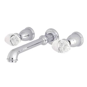 Crystal Knobs 2-Handle Wall-Mount Roman Tub Faucet Filler in Chrome