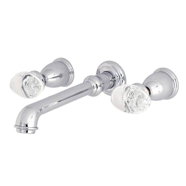 Kingston Brass Crystal Knobs 2-Handle Wall-Mount Roman Tub Faucet Filler in Chrome