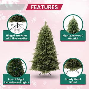 9 ft Prelit Multi-Color Artificial Christmas Tree with Controller, 3692 Branch Tips, 1100 Colorful Lights and Stand