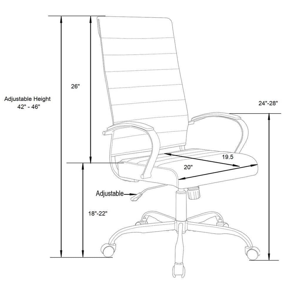 Elegant High-Back Swivel Office Chair in Luxurious Brown Leather