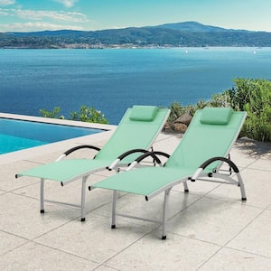 White 2-Piece Metal Outdoor Chaise Lounge