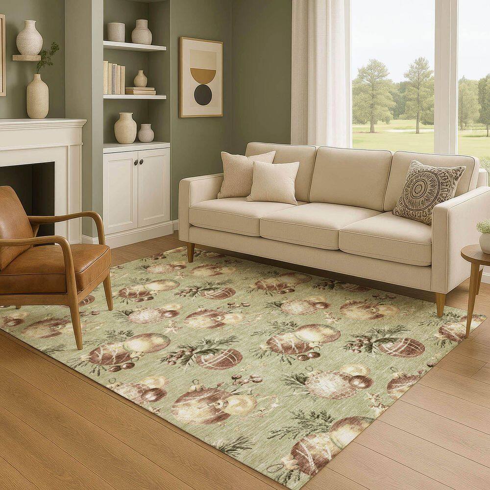 Mayfield Premium Machine Washable Abstract AMF1828 Aloe 5 ft. x 7 ft. 6 in. Area Rug price history on PriceWatchPro