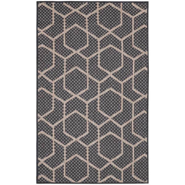 Nourison Horizon Indoor/Outdoor Charcoal 3 ft. x 5 ft. All-over design Contemporary Area Rug