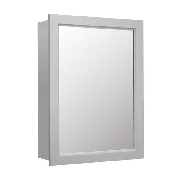 20 in. W x 26 in. H Rectangular Medicine Cabinet with Mirror in Gray
