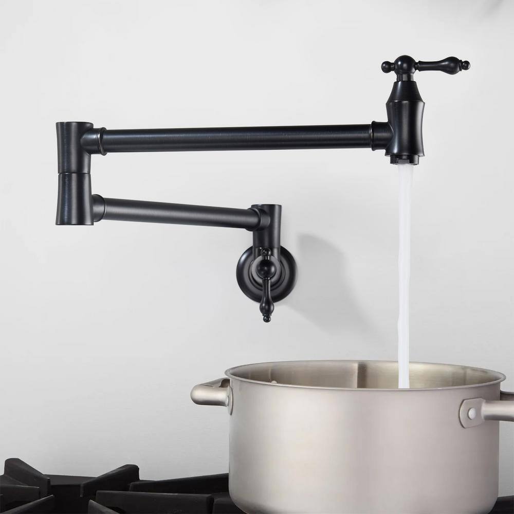 Modern Wall Mount Faucet Pot Filler Faucet with Lever Blade Handle in Matte Black price history on PriceWatchPro