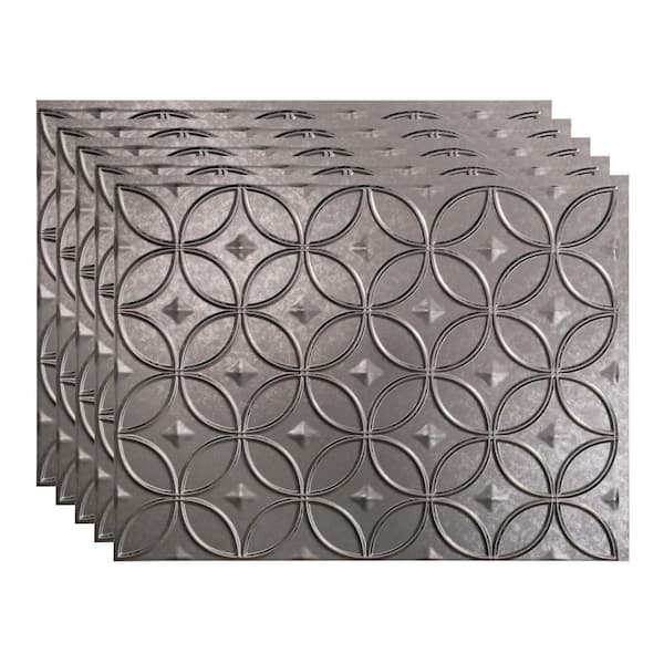 Fasade 18.25 in. x 24.25 in. Rings Vinyl Backsplash Panel in Galvanized ...