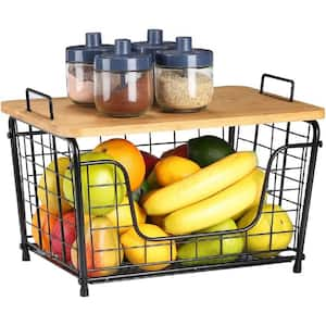 Fruit Vegetable Storage Basket for Kitchen, 4-Tier Stackable Metal Wire  Baskets Cart with Rolling Wheels LH-253 - The Home Depot