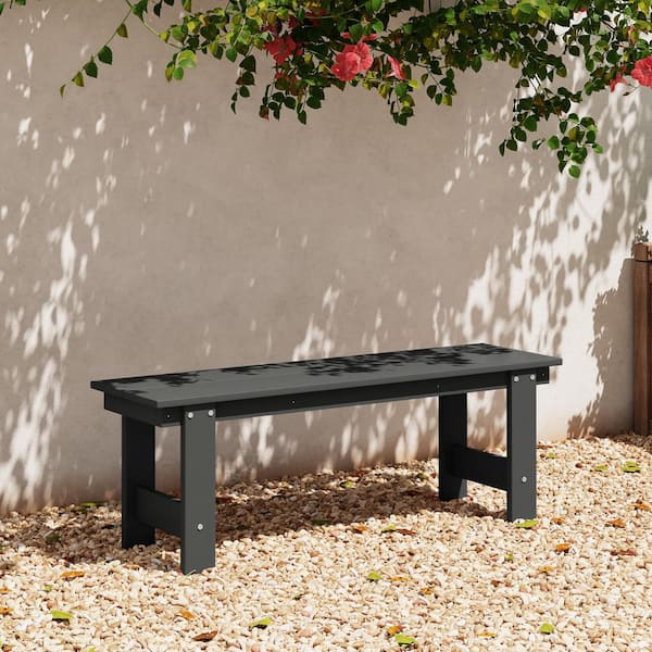 Shoreside Outdoor Patio 48" Plastic All Weather Porch Picnic Bench in Gray